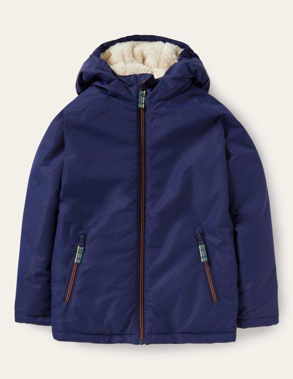 Navy Sherpa-lined Anorak - College Navy | Boden US