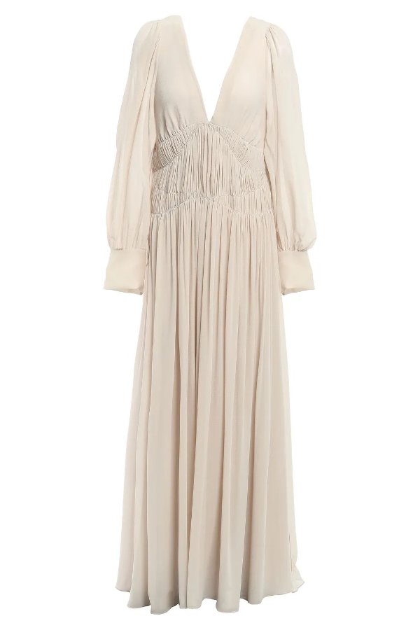 Carleigh shirred silk-georgette maxi dress