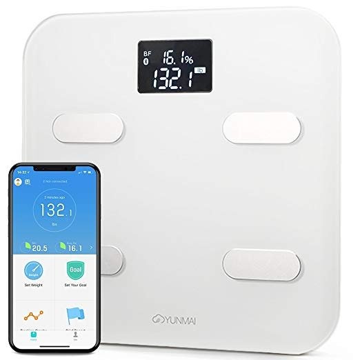 Bluetooth 4.0 Smart Scale and Body Fat Monitor, White