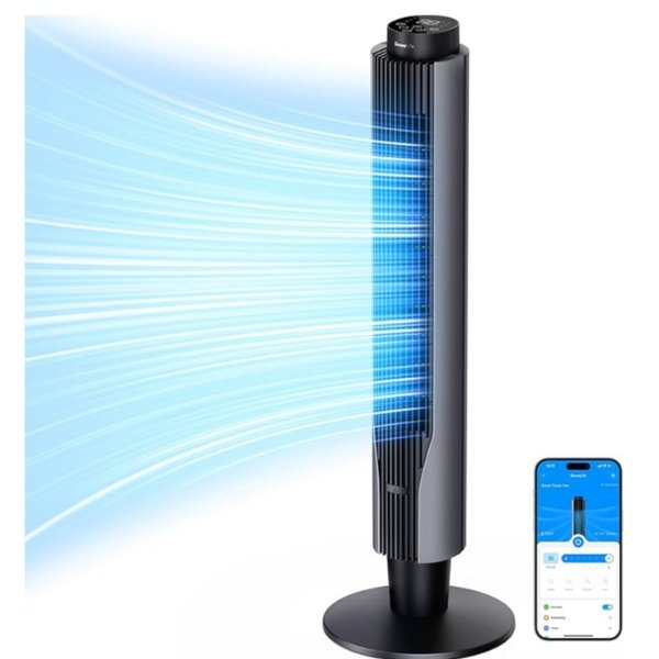 Smart Tower Fan 2023 Upgraded, 42 Inch WiFi with Aromatherapy and Temp Sensor, Oscillating 8 Speeds 4 Modes up to 25ft/s, 24H Timer Tower, 27dB Quiet Floor for Bedroom