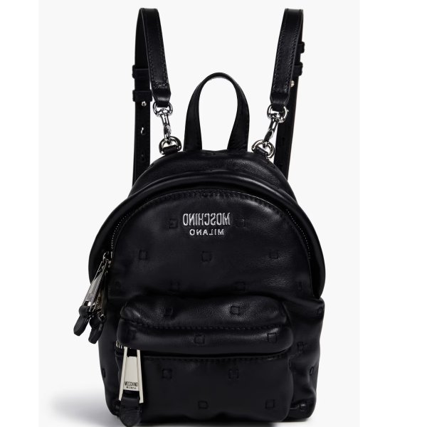 Logo-appliqued quilted leather backpack
