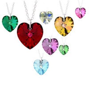 Swarovski Elements Birthstone Heart Pendant Necklaces.
