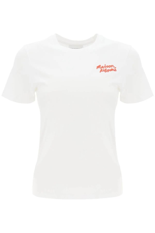 T-shirt with logo embroidery Maison Kitsune