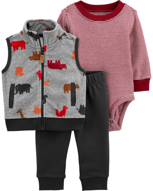 3-Piece Woodland Animal Little Vest Set