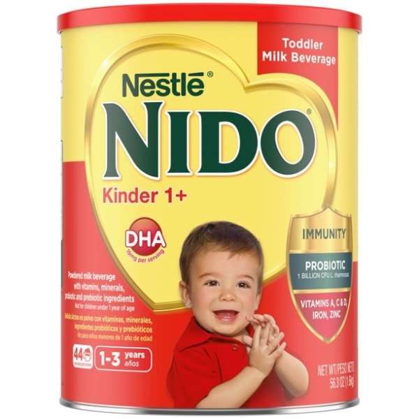 NIDO Kinder 1+ Toddler Powdered Milk Beverage - 56.4 Oz (3.52 LB) Canister - Shelf Stable Toddler Drink 3.52 lb.