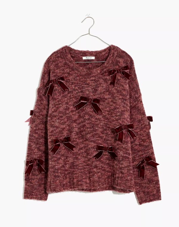 Velvet Bow Pullover Sweater