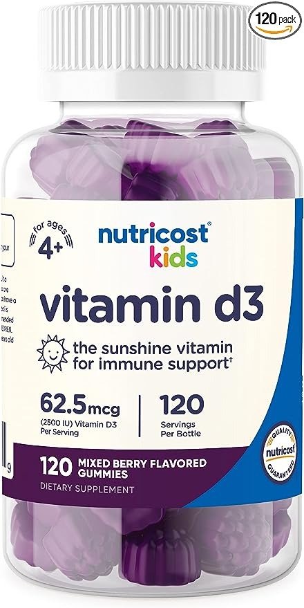 Nutricost Kids Vitamin D3 Gummies 2,500 IU (62.5mcg), 120 Gummies - Mixed Berry Flavored