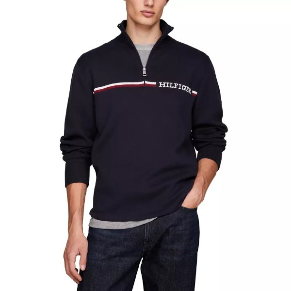 Men's Stripe Quarter-Zip Sweater