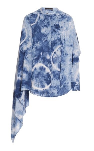 Scarf-Accented Tie Dyed Blouse