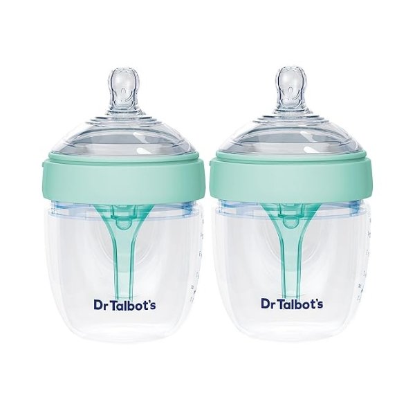 Anti-Colic Silicone Bottle with Advanced Venting System and Slow Flow Soft Flex Nipple, Aqua Top, 5 oz, 2-Pack
