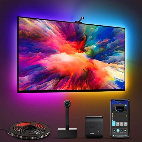 Immersion WiFi TV LED Backlights with Camera, RGBIC Ambient TV Lighting for 55-65 inch TVs PC, Works with Alexa & Google Assistant, App Control, Lights and Music Sync, Adapter