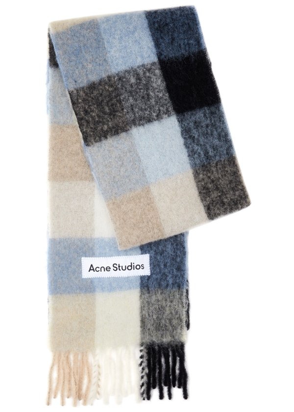 New Season Vally checked alpaca-blend scarf