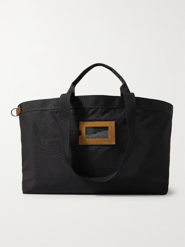 Suede-Trimmed Nylon-Ripstop Tote Bag