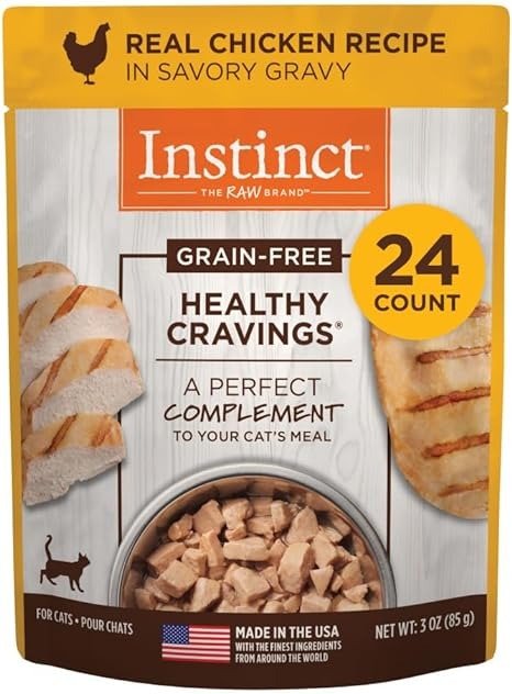 Instinct Healthy Cravings Grain Free Real Chicken Recipe Natural Wet Cat Food Topper by Nature's Variety, 3 Ounce (Pack of 24)