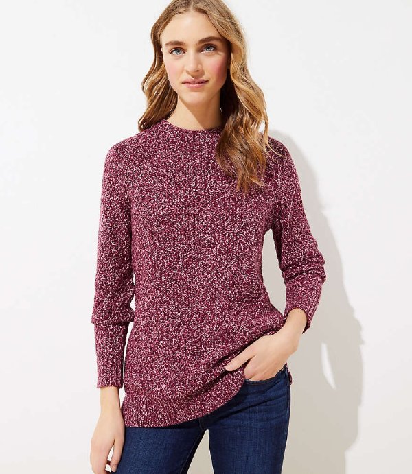 Marled Mock Neck Sweater | LOFT