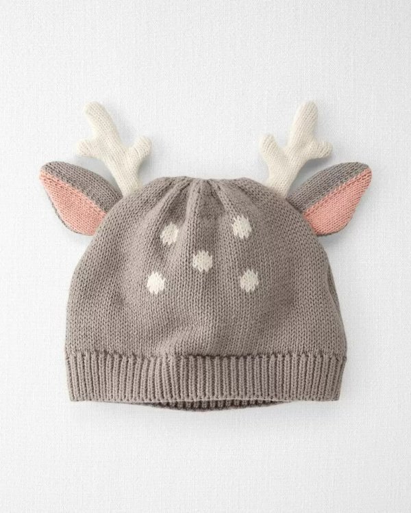 Organic Cotton Knit Deer Cap