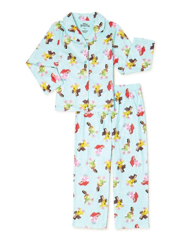 Disney Princess Girls Printed Pajama Set, 2-Piece, Sizes 4-10