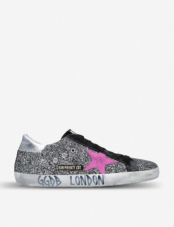 GOLDEN GOOSE Superstar glittered leather trainers