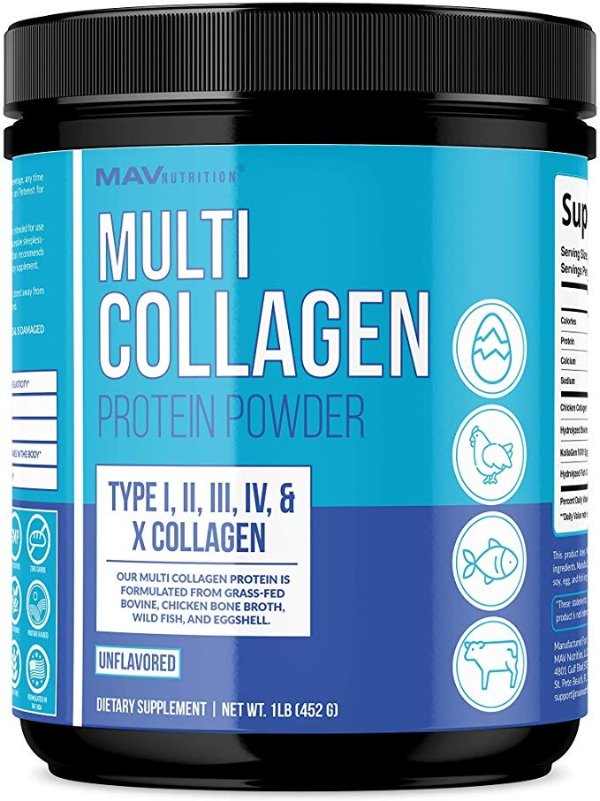 Multi Collagen Powder, Blend of Grass-Fed Beef, Chicken, Fish Peptides, Unflavored, Non-GMO, 16oz