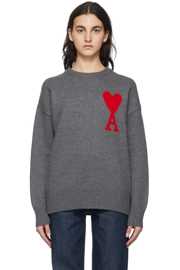 Grey Virgin Wool Ami de Coeur Sweater