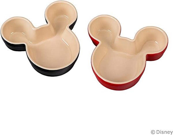 Stoneware Mickey Mouse Set of 2 Ramekins, 7.5 oz. each, Cerise & Black