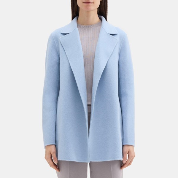 Double-Face Wool-Cashmere Open Front Coat | Theory Outlet