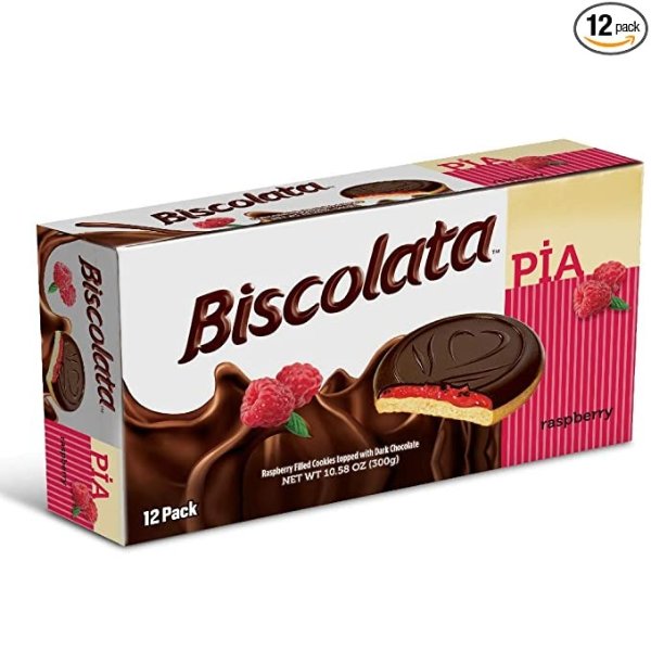 Pia Cookies Fruit Filling – 12 Pack Snacks Soft Baked Cookies (Raspberry)