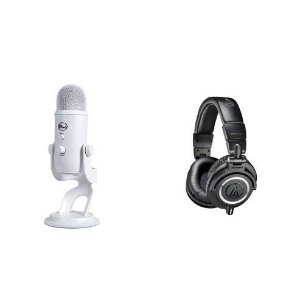 Blue Microphones Yeti USB Microphone Whiteout Bundle with Audio-Technica ATH-M50x Professional Studio Monitor Headphones