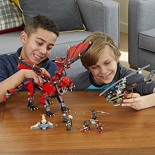 NINJAGO Masters of Spinjitzu: Firstbourne 70653 Ninja Toy Building Kit with Red Dragon Figure, Minifigures and a Helicopter (882 Pieces)