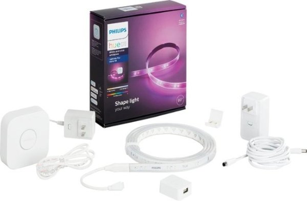 Hue White and Color Ambiance Lightstrip Plus 2M Starter Kit and GoogleNest Hub Smart Display