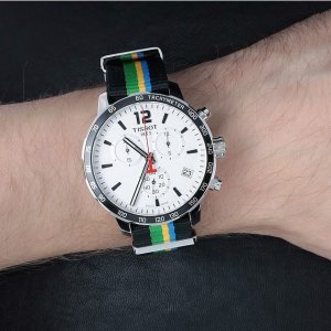 Last Day: TISSOT Quickster White Dial Striped Nylon Men's Watch No. T095.417.17.037.02