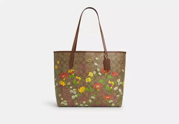 City Tote In Signature Canvas With Floral Print
