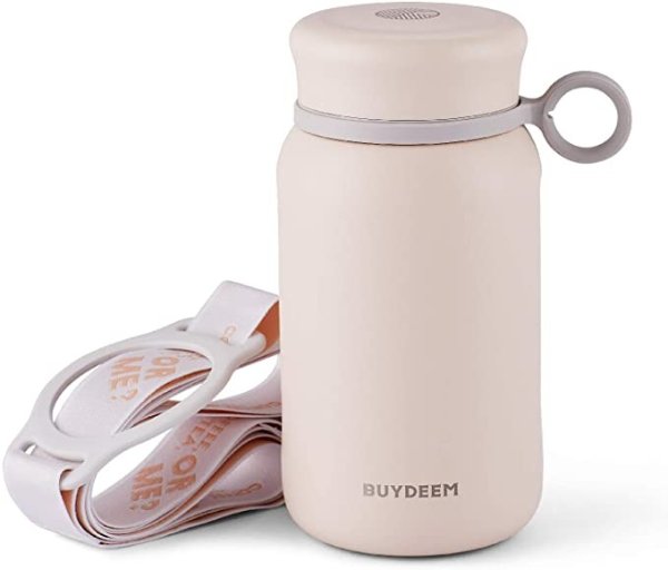 Born for Girls & Ladies, Buydeem CD13 Thermos Water Bottle Tumbler Flask, Cute Unique Design, Wide Mouth with Screw-on Lid, Stainless Steel Coffee Tea Travel Mug, Millennial Pink
