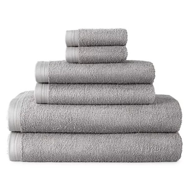 JCPenny Home Expressions Solid and Stripe Bath Towel Collection
