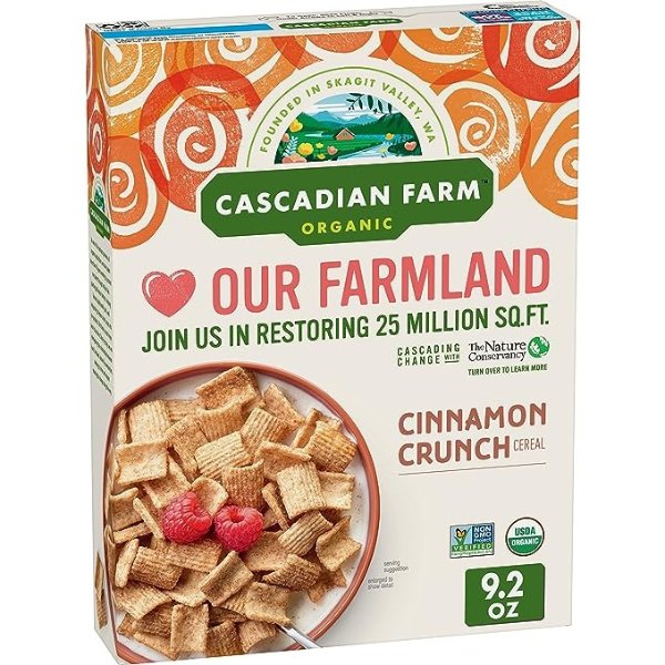 Organic Cinnamon Crunch Cereal, Whole Grain Cereal, 9.2 oz