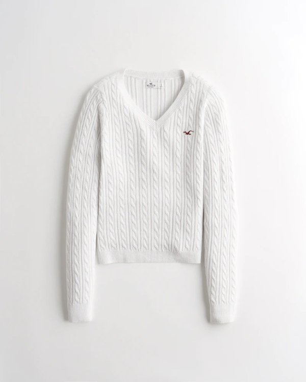 Slim Cable V-Neck Sweater