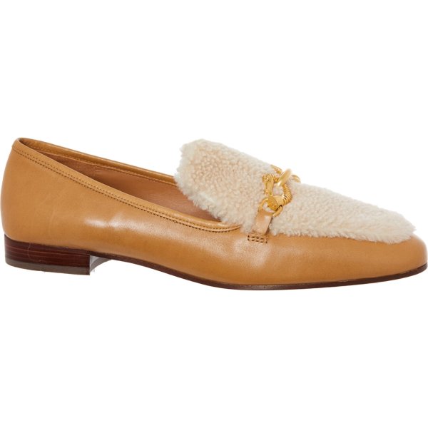 Caramel Leather & Shearling Loafers