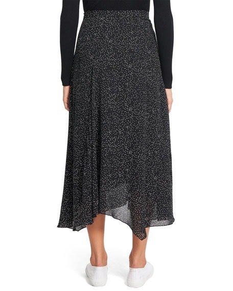 Speckled Silk Draped Maxi Skirt