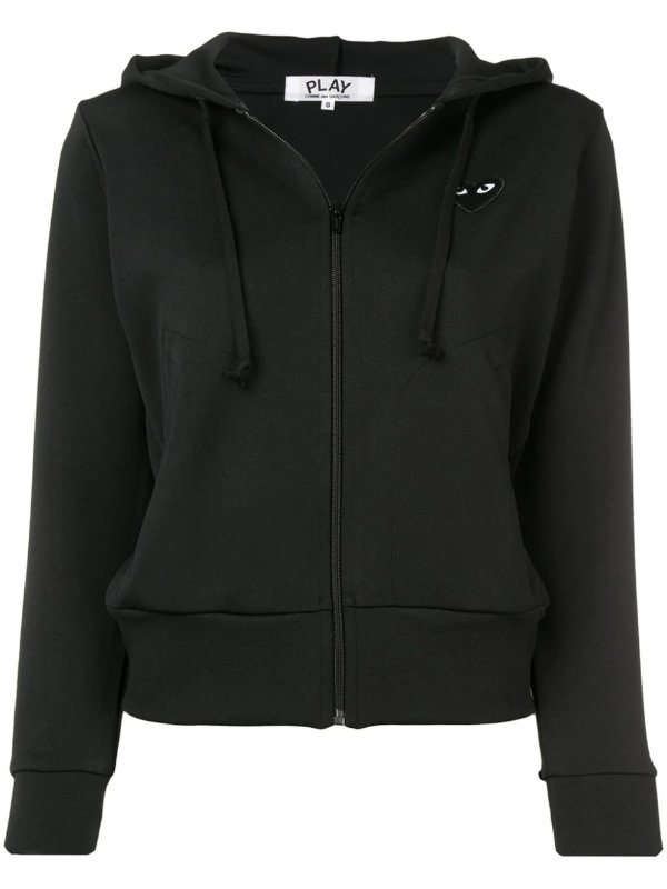 logo print zipped hoodie