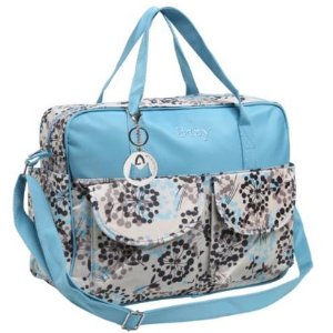 MG Collection Fashion Green Floral Top Handle Travel Baby Bag / Diaper Tote Bag w/ Changing Pad @ Amazon