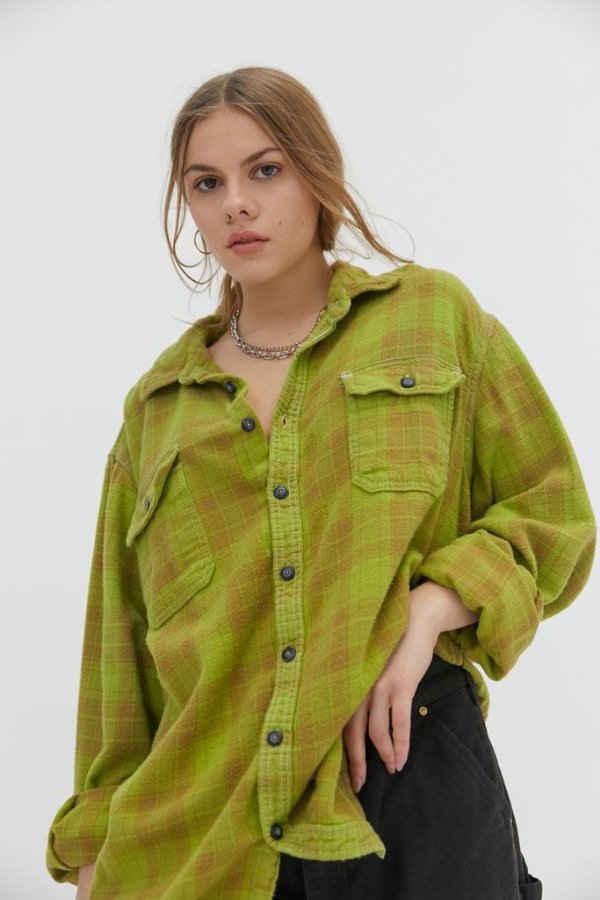 Recycled Overdyed Boyfriend Flannel Shirt