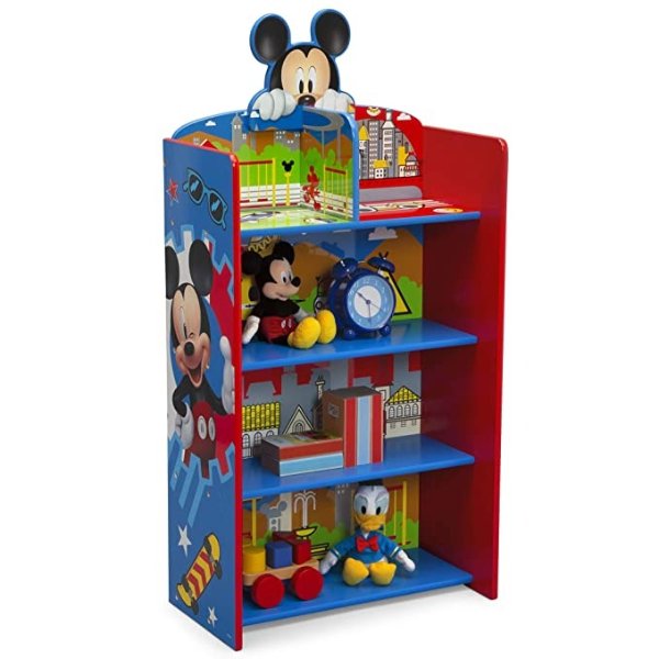 Wooden Playhouse 4-Shelf Bookcase for Kids, Mickey Mouse