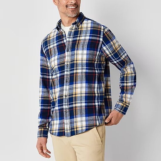 St. John's Bay Mens Classic Fit Long Sleeve Flannel Shirt