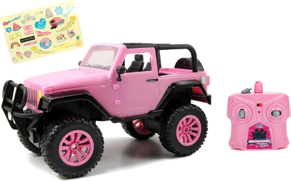 Jada Toys 1:16 儿童粉色遥控玩具车 含可爱贴纸