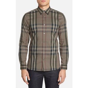 Burberry Brit 'Nelson' Trim Fit Check Sport Shirt On Sale @ Nordstrom
