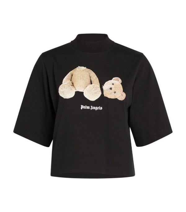 Sale | Palm Angels Cropped Kill The Bear T-Shirt | Harrods US