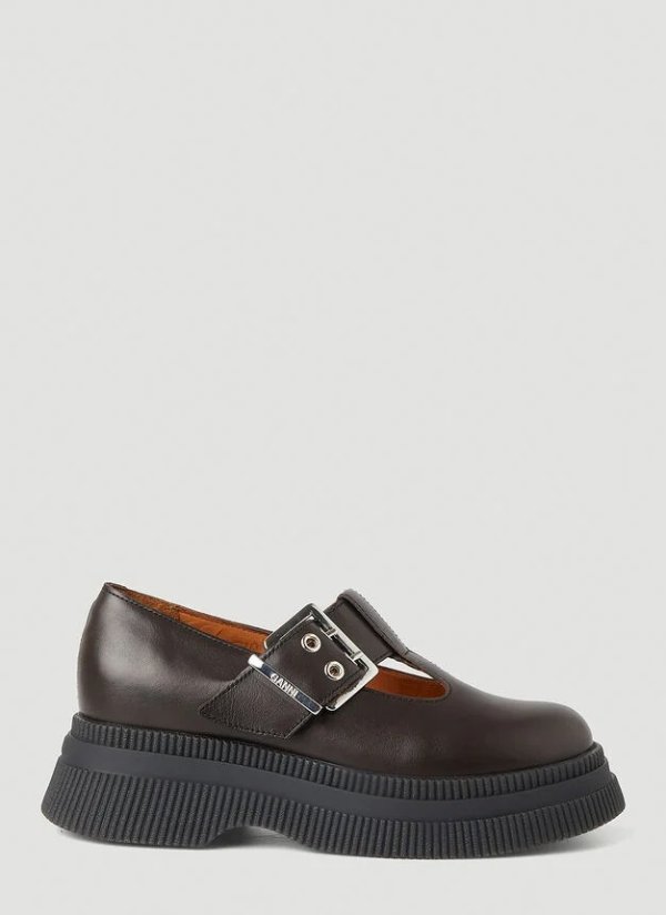 Mary Jane Flatform Shoes in Brown