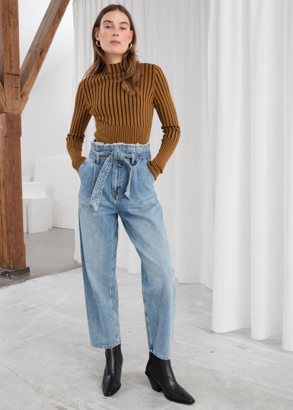 High Belted Organic Cotton Jeans