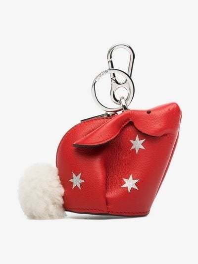 red Bunny star leather and shearling tail bag charm