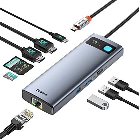 9合1 USB C扩展坞 GbE, 2 HDMI 4K, 100W PD, SD/TF读卡器, 3 USB, USB C 充电